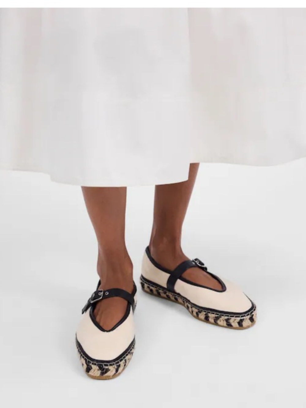 New J.Crew Mary Jane Espadrilles Flats Cream Black Leather